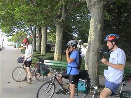 The group soak up the scenic views of Lake Geneva at Place du Vieux-Port, Lausanne, 2.3 miles from the hostel
